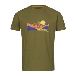 Blaser Herren T-Shirt Allg&auml;u Mountain Dunkeloliv S