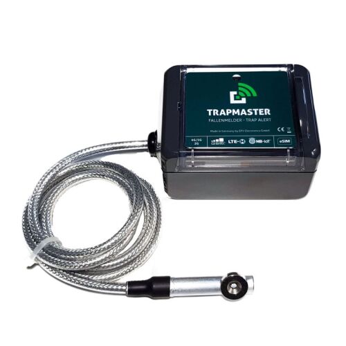 Trapmaster Fallenmelder 4G/5G Version Standard (mit Kombisensor an 1,60m Kabel. Ideal für Kastenfallen)