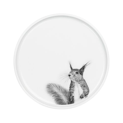 Mittelpunkt. Porzellan Teller mit Eichhörnchenmotiv 24cm