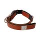 WowWow Hundehalsband mit integrierter Leine Leder Kastanienbraun