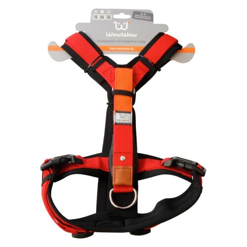 WowWow Hundegeschirr mit integrierter Leine Harness Rot