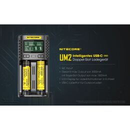 Nitecore USB-Ladegerät UM2 für 21700 Akku