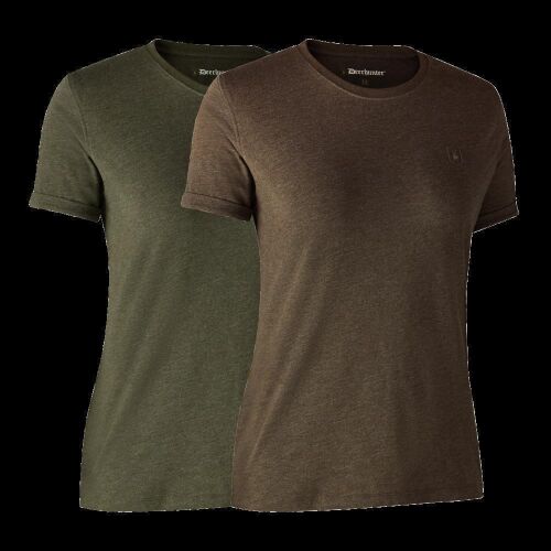 Deerhunter Damen T-Shirt Basic 2er- Pack Adventure Green/Brown 36